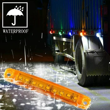 20Pcs Patvarus, Gintaro 9-LED Sunkvežimių Priekabos Sunkvežimių Uždaromos Šoniniai Gabaritiniai Šalinimas Šviesa Mažai Led Priekabos Žibintas Galinis Šoninis Lempa