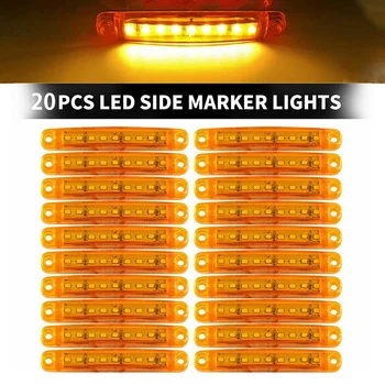 20Pcs Patvarus, Gintaro 9-LED Sunkvežimių Priekabos Sunkvežimių Uždaromos Šoniniai Gabaritiniai Šalinimas Šviesa Mažai Led Priekabos Žibintas Galinis Šoninis Lempa