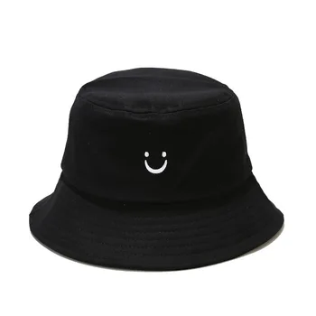 2021 Klasikinis Juoda Balta Šypsena veide kibiro kepurę lauko Panama harajuku žvejybos kibirą skrybėlės moteris vyras unisex Atsitiktinis bžūp