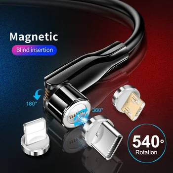 540 Pasukti Magnetinio Kabelis Greito Įkrovimo Magnetas Įkroviklis, Micro USB C Tipo Kabelis, Mobiliojo Telefono Įkrovimo Laidas iPhone 12 Xiaomi