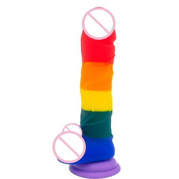 Naujas Rainbow Dildo Moterų Minkštas Mažas Penis Su siurbtuko Vibratorių Sekso Žaislai Lesbiečių Strapon Varpos Moterų Masturbacija