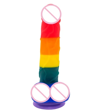 Naujas Rainbow Dildo Moterų Minkštas Mažas Penis Su siurbtuko Vibratorių Sekso Žaislai Lesbiečių Strapon Varpos Moterų Masturbacija