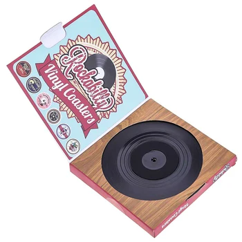 6Pcs/set muzikos loverTable CD Įrašyti Anti-slip Puodelio Kavos Gėrimo Laikiklis Kilimėlis Placemat Retro Vinilo Atsparios Karščiui, Gėrimų Padėkliukai