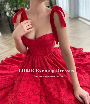 LORIE Gėlių Nėrinių Prom Dresses Arbata Ilgis su Bustier Korsetas Dekoratyviniai Dirželiai ypatinga Proga Vakare Vestuvės Dress