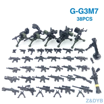 163PCS Weapon Pack Smėlio Stalo Modelis, Ginklų rinkinį Karinės Scenos Serijos Mini Kareivis Pav WW2 kūrimo Bloką Plytų Vaikų Žaislas Vaikams