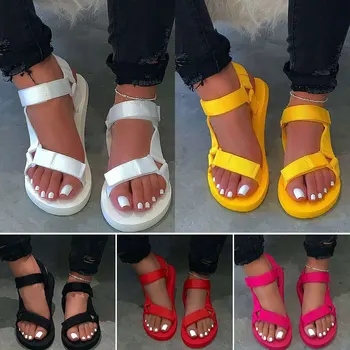 Velcro Sandalai Moterims Vasarą Butas Sandalai Atsitiktinis Vientisos Spalvos Platformos Mados Paplūdimio Bateliai Moteriška Lauko Nešiojami Batai