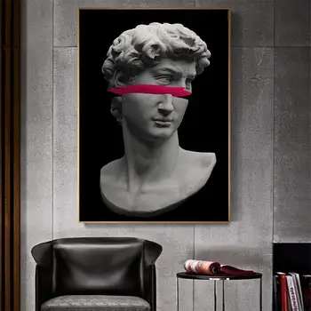 Modernus Plakatas Dovydo Skulptūra su Cool Akiniai HD Spausdinti Modulinės Nuotrauką Drobė, Tapyba Kambarį Namų Dekoro Praėjimo Koridorius