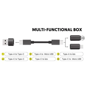 BUDI Kabelis Stick Multi-Funkcija Nešiojamų Universalus Smart Kortelė TF Atminties Kortelės Skaitytuvą, Duomenų Kabelis, USB OTG Adapterio Box