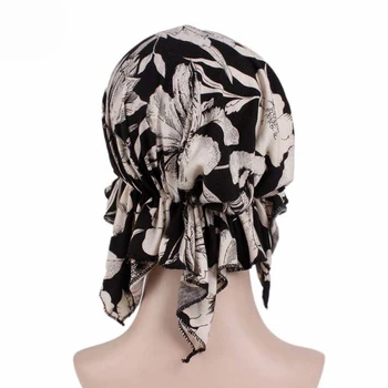 Moteris Musulmonų Ruožas Turbaną Skrybėlę, Plaukų Slinkimas, Galvos Skara Wrap Elastinės Medvilnės Atspausdinti Visiškai Padengti Vidinį Hijab Kepurės Hijab Bžūp Chemo Bžūp