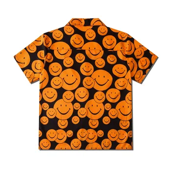 Marškinėliai Vyrams Vasaros Aukštos Kokybės Orui Havajų Camisa Masculina Orange Veiduką Atsitiktinis Vyras Spausdinti Chemise Homme Eu Dydis