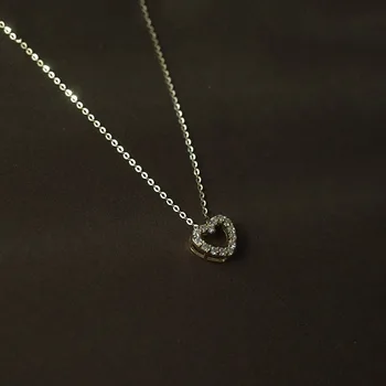 TrustDavis Originali 925 Sterlingas Sidabro Saldus, Romantiškas Širdies Blizga CZ Pakabukas Moterų Vestuvių Karoliai Fine Jewelry DB1240