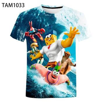 Naujų ir įdomių Piestars ir SpongeBobs 3D marškinėliai Vaikų marškinėliai Berniukų ir Mergaičių marškinėliai Atsitiktinis sporto viršūnės T-shirts