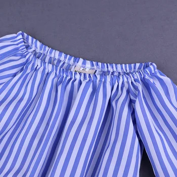 2020 metų Vasaros baby girl drabužius Išjungti peties dryžuotas marškiniai + džinsai, Dviejų dalių Kombinezonas vaikams drabužių Už 6 Mėnesius-7 Metų