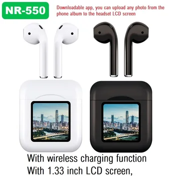 NR-550 Įkelti privačios nuotraukos Belaidžio Įkrovimo LED Maitinimo Ekranas TWS Bluetooth 5.1 Ausinės Belaidės Ausinės Ausinių Ausinių