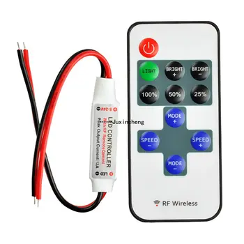NAUJAS Mini belaidės radijo dažnio nuotolinio valdymo pultelis dimeris kontrolės vienos spalvos LED juostelė 12v