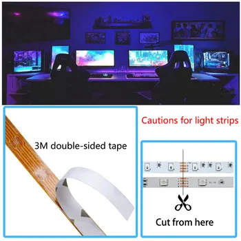 RGB LED Juostelės Šviesos Lankstų Apdaila Diodų Lempos String Nuotolinio valdymo pultelis, Miegamojo Fono TV Juostelės USB Dekoras Apšvietimas