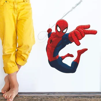 Naujausias marvel spiderman sienų lipdukai vaikams kambariai namų dekoro animacinių filmų 