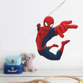 Naujausias marvel spiderman sienų lipdukai vaikams kambariai namų dekoro animacinių filmų 