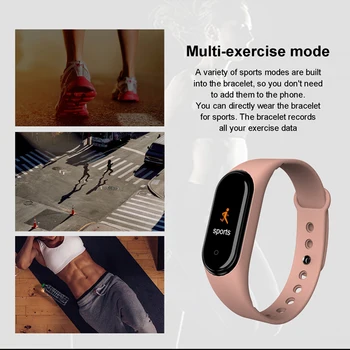 M4 Smart Grupė Vyrų, Moterų Smart Apyrankę Kraujo Spaudimas, Širdies ritmo Monitorius FitnessTracker 