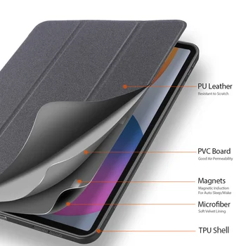 DUX DUCIS DOMO Serijos, Tablet Odinis dėklas iPad Pro 11 2021 Smart Miego Pabusti Trifold Apsaugos Atveju su Pieštukas Turėtojas