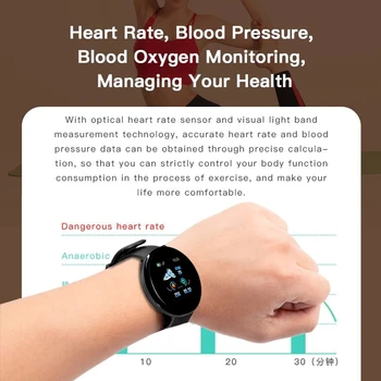 D18 Smart Žiūrėti Turas Kraujo Spaudimas, Širdies ritmo Monitorius Vyrams Fitness Tracker SmartWatch 