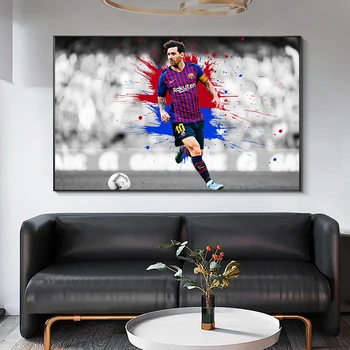 Futbolininkas Messi Plakatai Abstrakčiai Sienos Meno Akvarelės Sporto Drobės Tapybos Namų Puošybai Nuotraukas Kambarį Dekoro