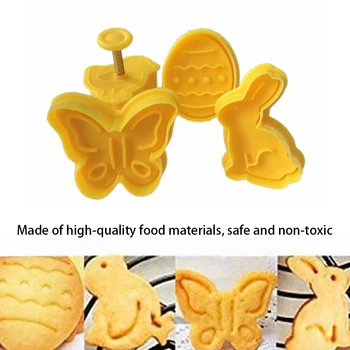 4PCS/Set Populiarus Plastiko Cookie Cutters Mielas Drugelis Triušis Jauniklį Velykų Kiaušinių Formos Minkštas Cookie Cutter Sausainių Tortas Pelėsių