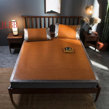 Vasaros cool Rotango Mat kietojo Įrengtas lapas nustatyti žalias Kilimėlis lova padengti miega guminis kilimėlis, sulankstomas lovatiesė 3pcs/set kupranugaris lova rinkinys
