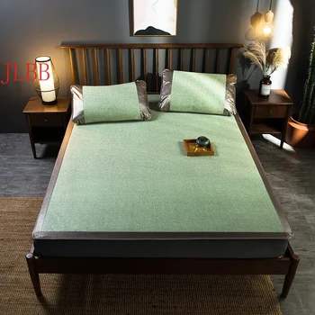 Vasaros cool Rotango Mat kietojo Įrengtas lapas nustatyti žalias Kilimėlis lova padengti miega guminis kilimėlis, sulankstomas lovatiesė 3pcs/set kupranugaris lova rinkinys