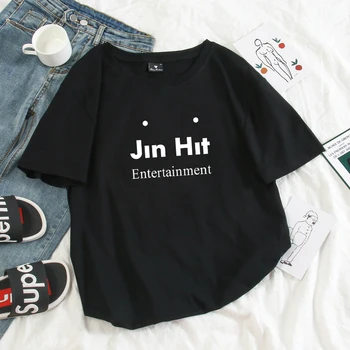 Atsitiktinis Jin Nukentėjo Pramogų Modelis Atspausdintas High Street Aukštos Kokybės korėjos Mados Tee Marškinėliai Visas rungtynes, Streetwear Pasėlių Drabužiai