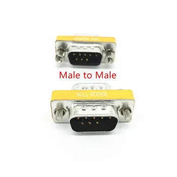 Didmeninė Mini Null Modemo DB9 Male Vyrų Kištukas Adapteris Lyčių Keitiklis Kryžius