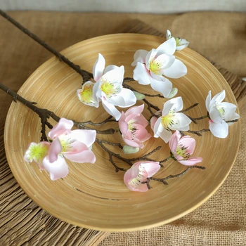 Aukštos Kokybės Stalo Puošmena 3 pakuotės Dirbtinis Magnolia Gėlių Filialas, vidaus Apdaila