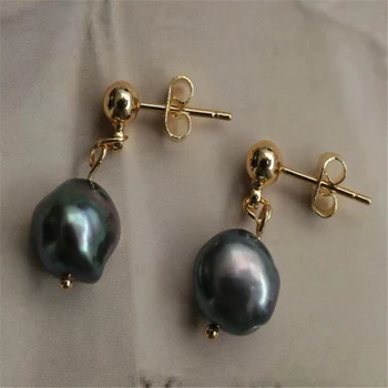 9-10MM juoda baroko perlų auskarai 18K AAA nepriekaištinga Įtaigus aurora klasika dangler PASIDARYK pats fizinis