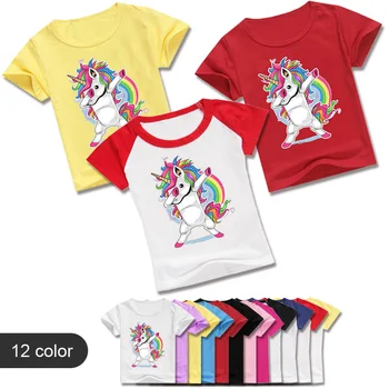 Naujas Atvykimo Marškinėliai Kūdikių Berniukų Vasarą Animacinių Filmų Derliaus Estetika Vienaragis Mergina Trumpomis Rankovėmis T Shirts Bamblys Viršūnes Tee Drabužius Paauglių