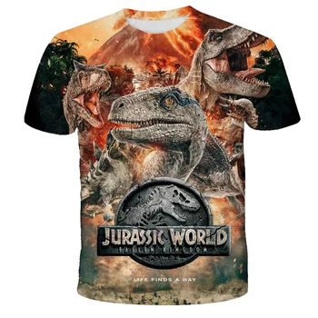 2021 Juros periodo Pasaulio Marškinėliai Cool Dinozaurų Vaikas Marškinėliai 3D Print T shirt Berniukų ir mergaičių, Hip-Hop spalvų Drabužiai