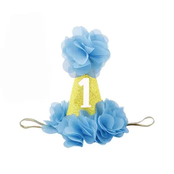 1pc Gimtadienio, Gimtadieniu, Kepurės Gėlių Karūna 1st Baby Shower Skrybėlę Princesė Lankelis 1 Metų Kūdikis Gimtadienio Dekoracijas 9 Spalvos