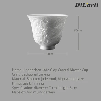 Iškirpti Keramikos arbatos puodelio Jingdezhen Kinijos porceliano kapitalo Jade Molio Skulptūros Dragon Pasaulio Universalus Meistras Taurė