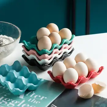 Kiaušinių Laikiklis Anti-Slip 6 Tinklus Keramikos Ekologiškų Kiaušinių Konteinerių, Virtuvė, Baras, Restoranas Saugojimo Plastikinės Talpyklos