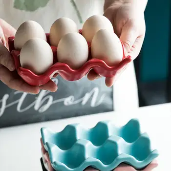 Kiaušinių Laikiklis Anti-Slip 6 Tinklus Keramikos Ekologiškų Kiaušinių Konteinerių, Virtuvė, Baras, Restoranas Saugojimo Plastikinės Talpyklos