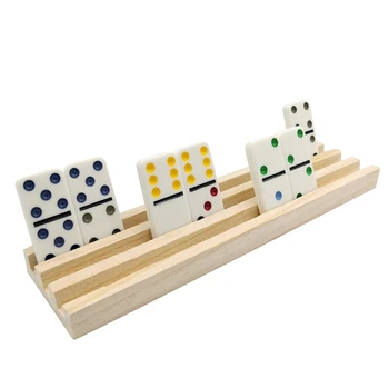 Medinis Domino Padėklų Rinkinys, 4, Domino Spintelės Domino Plytelės, Domino Laikikliai Meksikos Traukinio, Mahjong, Domino Žaidimai