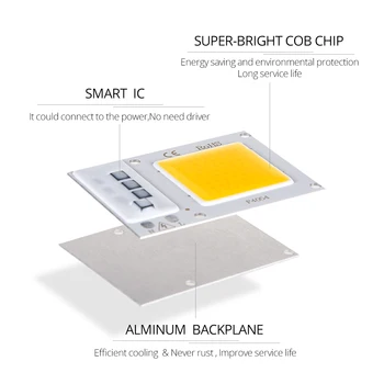 LED Granulių COB (Chip Smart IC COB LED Lustas 220V Šilta balta/Balta 110V 30W 20W 10W JOKIO Mirgėjimo Dėmesio nereikia Vairuotojo Prožektorius