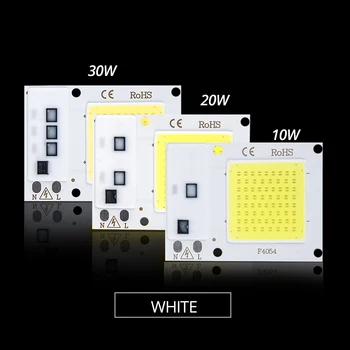 LED Granulių COB (Chip Smart IC COB LED Lustas 220V Šilta balta/Balta 110V 30W 20W 10W JOKIO Mirgėjimo Dėmesio nereikia Vairuotojo Prožektorius