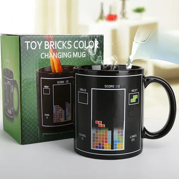 Kūrybos Tetris Keramikos Puodelis Magiškas Spalvų Vandens Puodelį Naujas Išgalvotas Asmenybės Šilumos Pakeisti Spalva Taurės Office Pieno Kavos Puodelį Dovanų