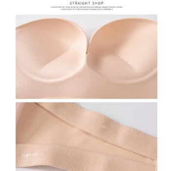 Shoulderless priekiniai sagtis moterų liemenėlė be plieno žiedas seksualus viršuje su krūtinės susirinko ne slydimo apatiniai