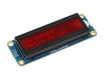 Waveshare LCD1602 RGB Modulis, 16x2Characters LCD, RGB Apšvietimas, 3.3 V/5 V, I2C Autobusu, Reguliuojamas Apšvietimo Spalvų RGB