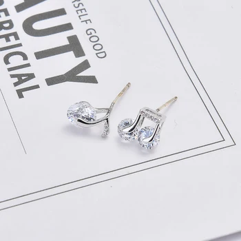 2019 New Personality Fashion Notes Series Copper Zircon Stud Earrings Ladies And Girls Exclusive Jewelry Earrings