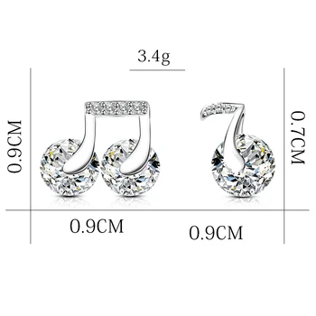2019 New Personality Fashion Notes Series Copper Zircon Stud Earrings Ladies And Girls Exclusive Jewelry Earrings
