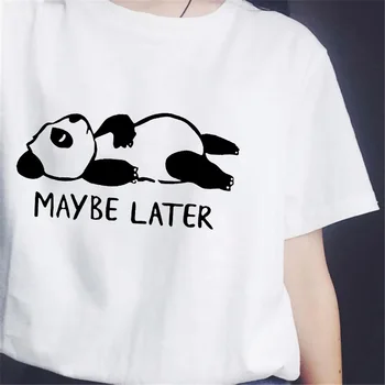 2021 Moteris, T-shirt Mielas Panda Modelio Animacinių filmų Spausdinti Retro Mados T-shirt Ladies 90-ųjų Mados Streetwear Atsitiktinis marškinėliai Viršų