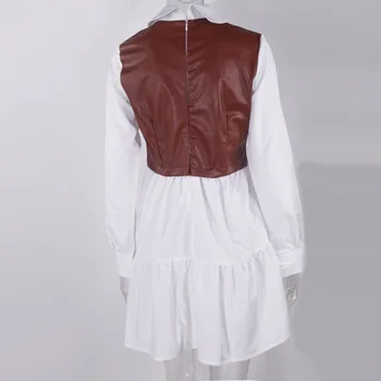 Rudens Dress moteriški Drabužiai 2021 Odos Kratinys ilgomis Rankovėmis Mini Suknelės Pledas Raukiniai Suknelė Moteris Vestiods Femme Rūbeliai