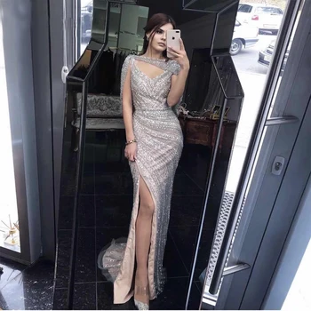 Prabanga Dubajus V-kaklo, Seksualus vakarinę Suknelę iki 2020 m., Moterų Diamond Duobute Rankų darbo Rankovių Pusėje Ritininės Ilgai Oficialią Šalies Chalatai